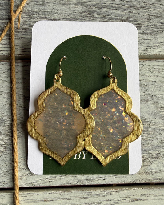 Gold Framed Dangle Earrings