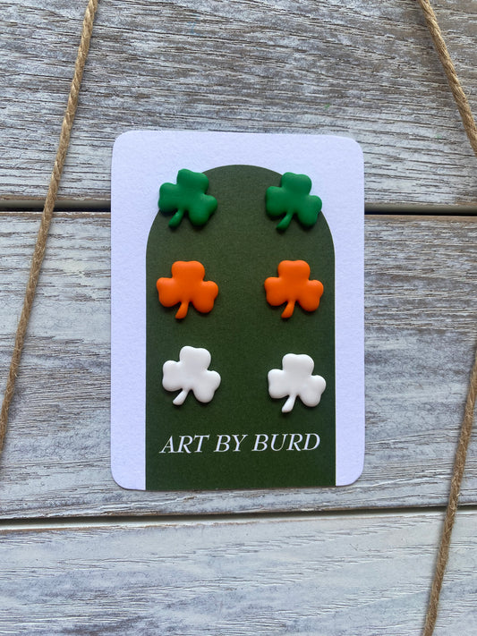 Green, Orange, and White Shamrock Stud Pack