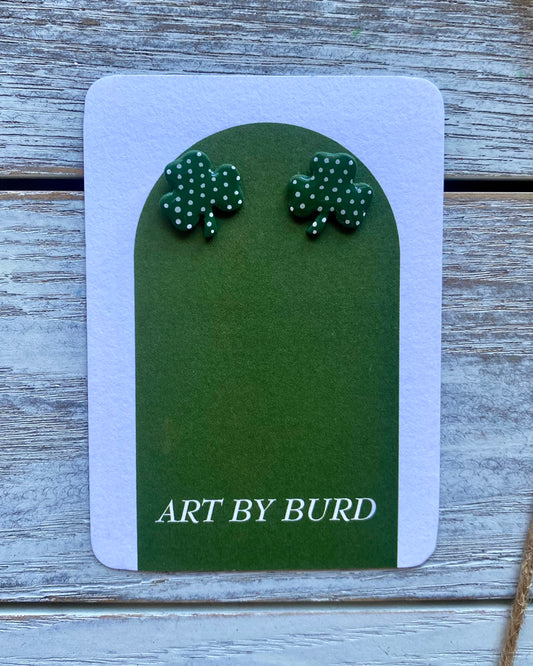 Polka Dot Shamrock Studs