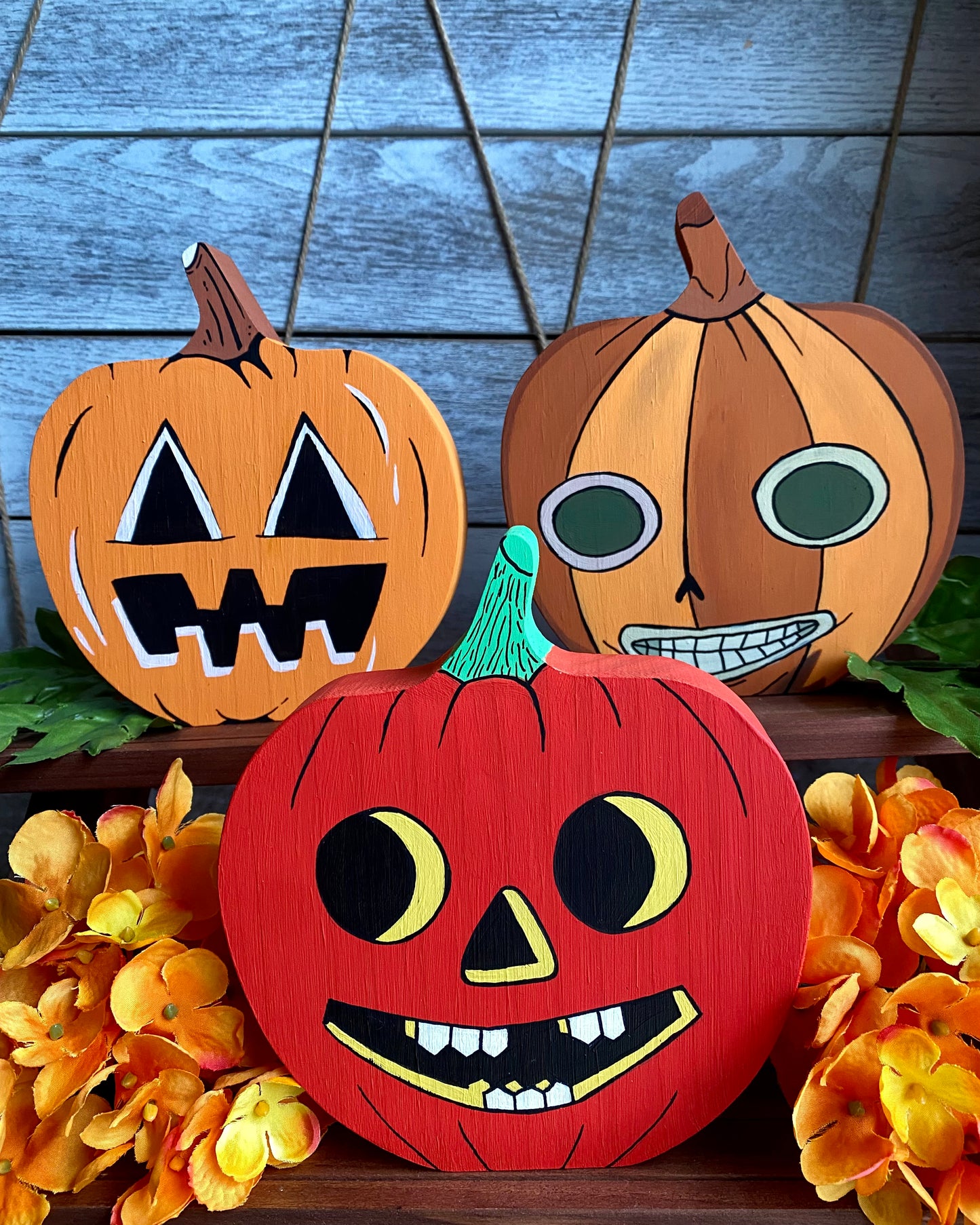 Painted Wooden Pumpkins