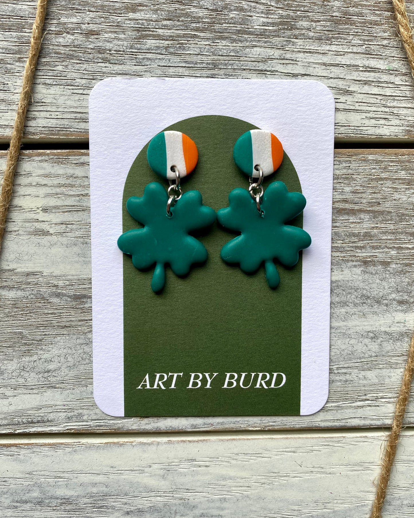Irish Flag Posts with Hanging Shamrocks