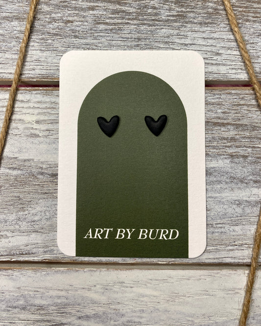 Mini Black Heart Studs