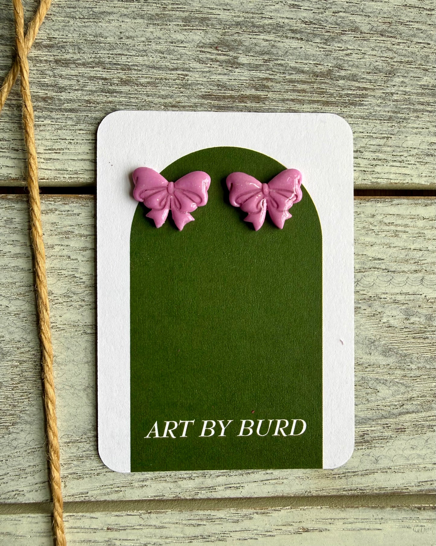 Pink Bow Studs