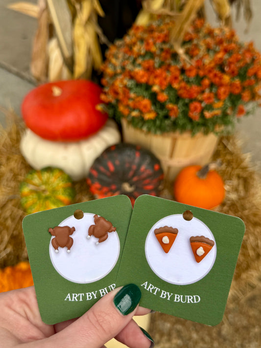Mini Thanksgiving Turkey Stud Earrings