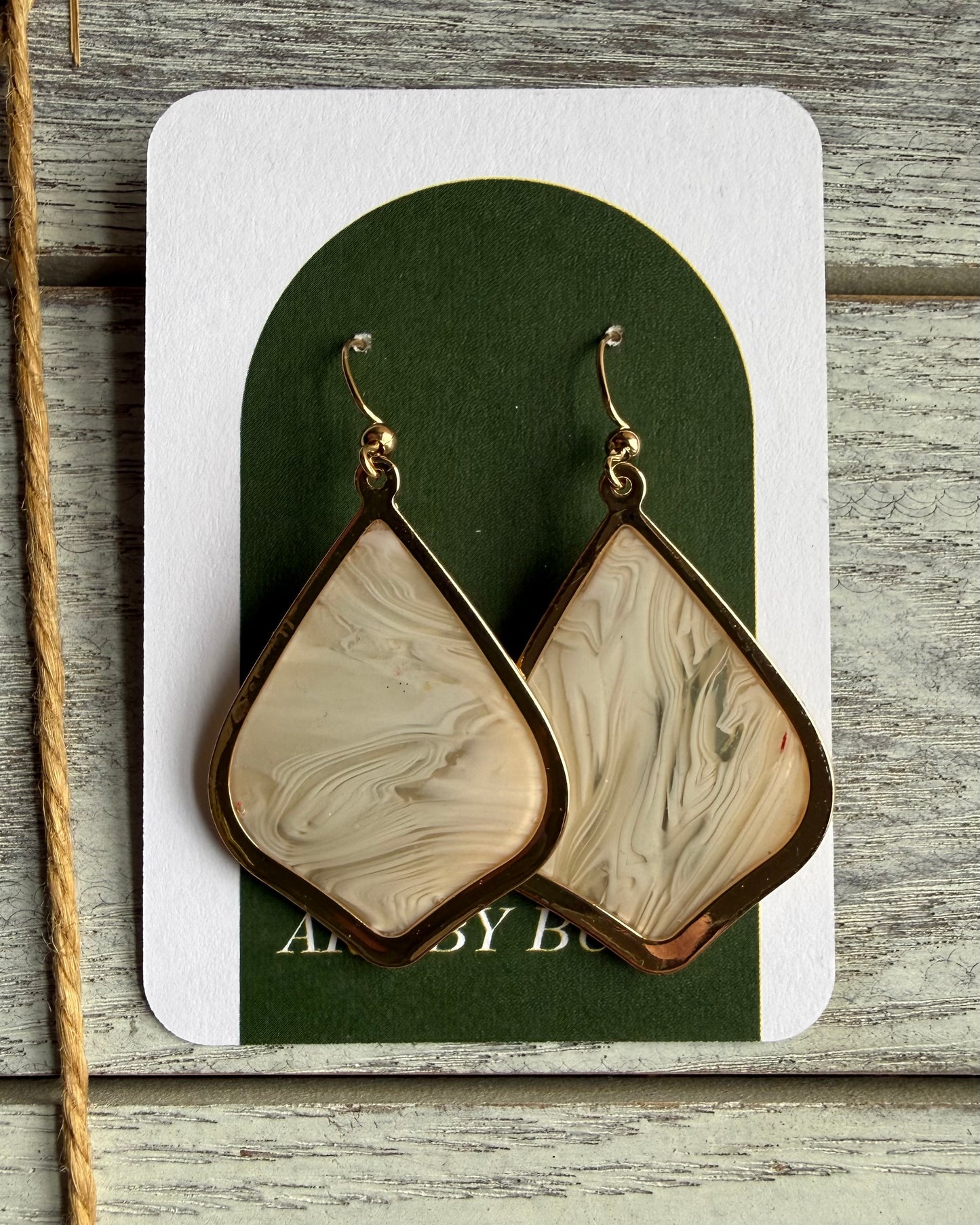 Gold Framed Dangle Earrings