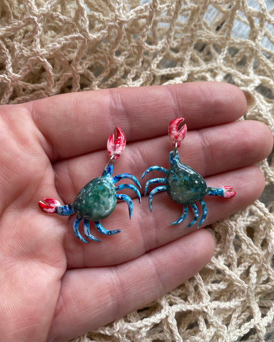 Handpainted Maryland Blue Crab Claw Drops