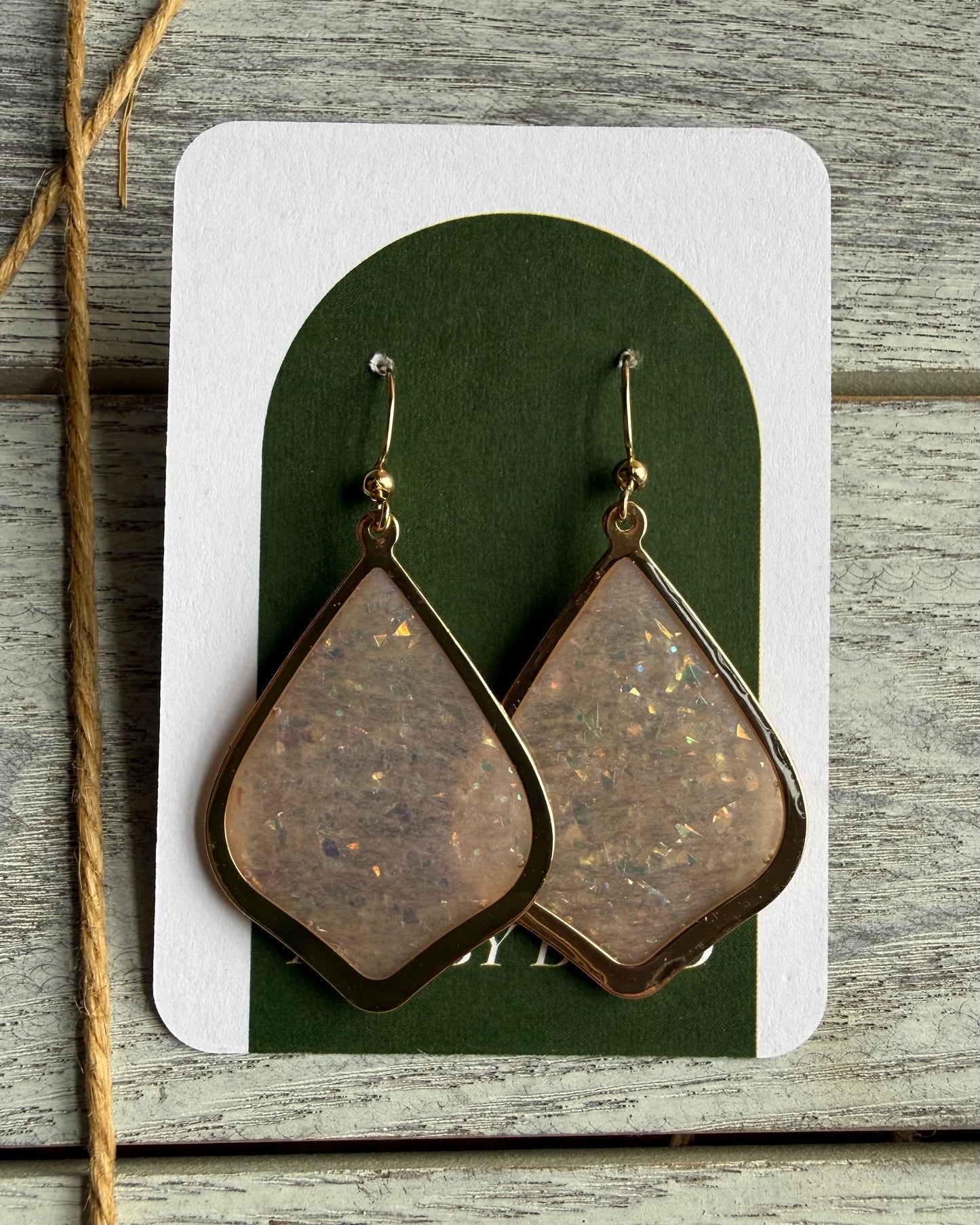Gold Framed Dangle Earrings
