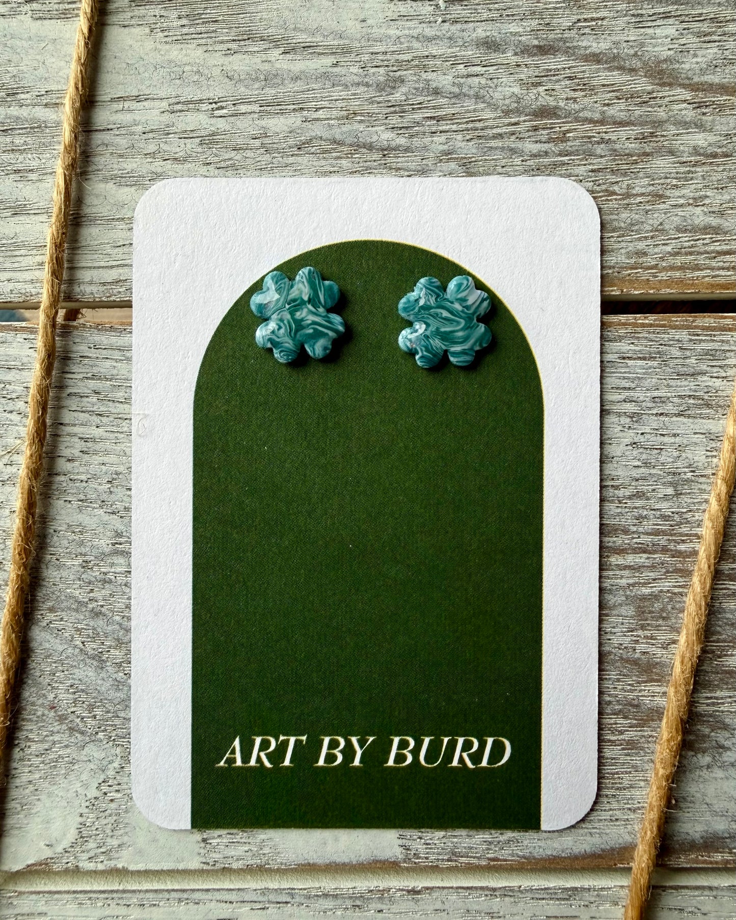 Marbled Emerald Clover Studs