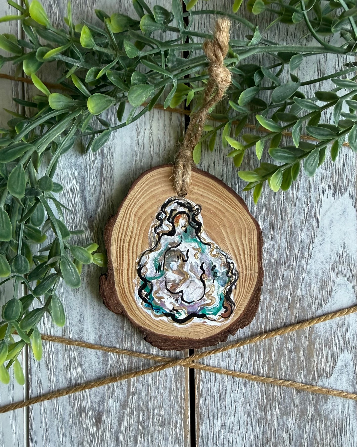 Painted Oyster Shell Ornament