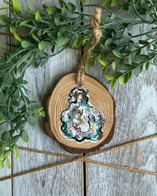Painted Oyster Shell Ornament