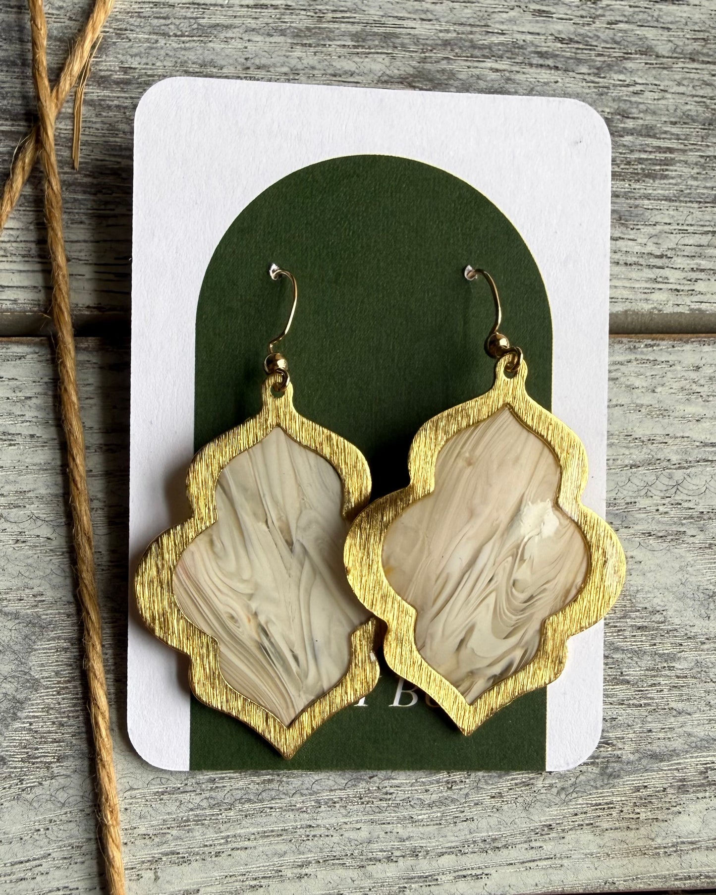 Gold Framed Dangle Earrings