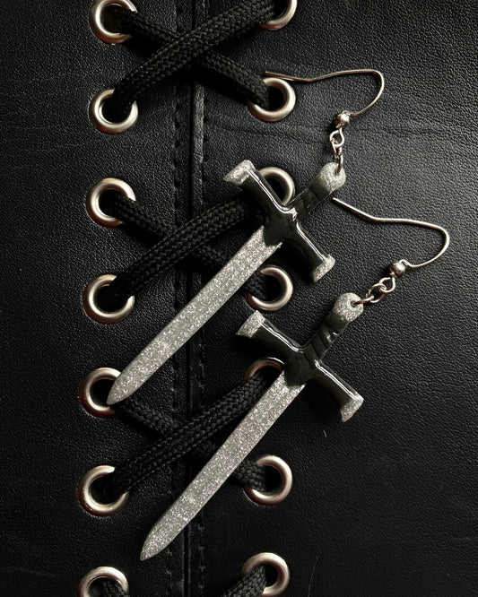 Knight’s Blade Sword Dangle Earrings