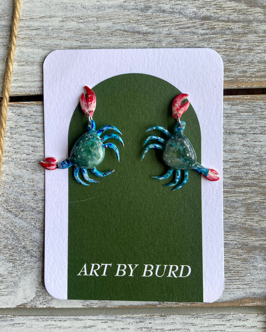Handpainted Maryland Blue Crab Claw Drops