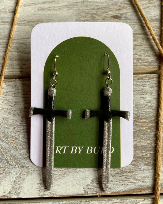 Knight’s Blade Sword Dangle Earrings