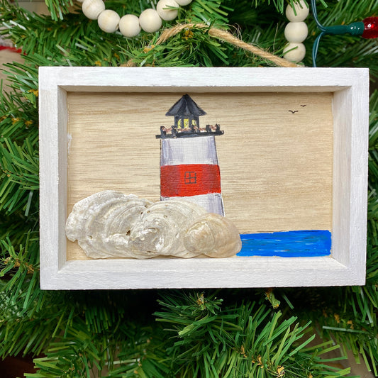 Lighthouse Oyster Shell Ornament